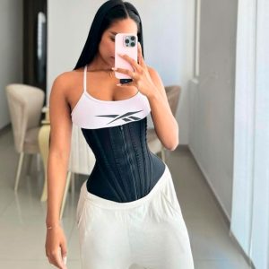 Cinturilla reloj de arena de 15 varillas con broches y cremallera